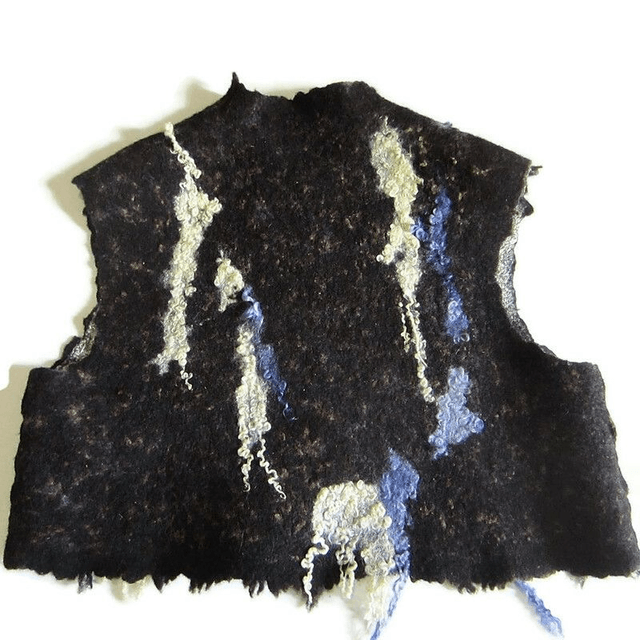 Gilet da donna in feltro di lana Gilet marrone beige caldo infeltrito fatto a mano