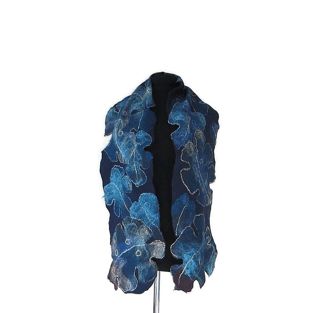 Sciarpa Art blu donna uomo unisex Sciarpa feltro lana merino fatta a mano Sciarpa calda morbida lunga regalo per uomini donne