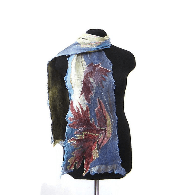 Sciarpa feltro lana merino seta Sciarpa artistica unisex Caldo Sciarpa lunga oro marrone Infeltrimento fatto a mano regalo unico per donne