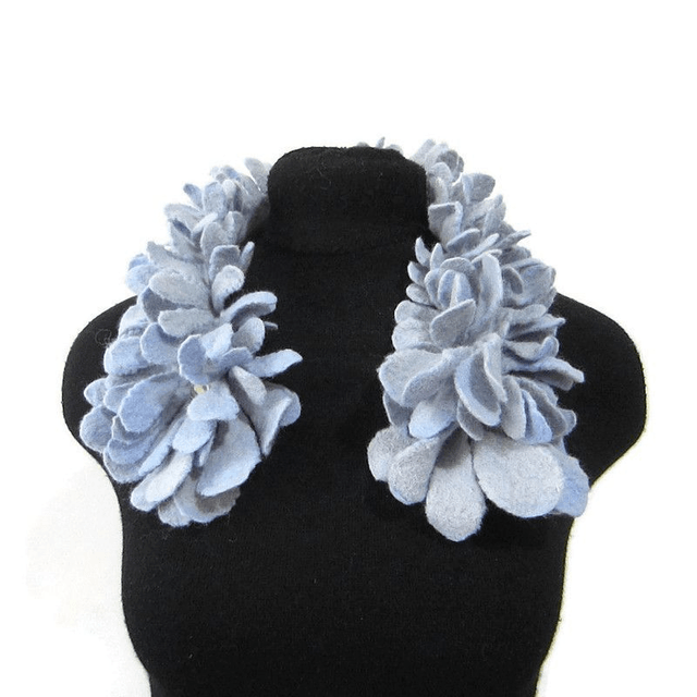 Sciarpa collo feltro lana merino infeltrita Sciarpa fatta a mano Sciarpa colore grigio blu Regali unici per lei Sciarpa donna