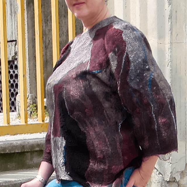 Maglione donna marrone bordeaux lana merino seta feltro Pullover fatto a mano Infeltrimento regali unici per le donne maglione caldo morbido