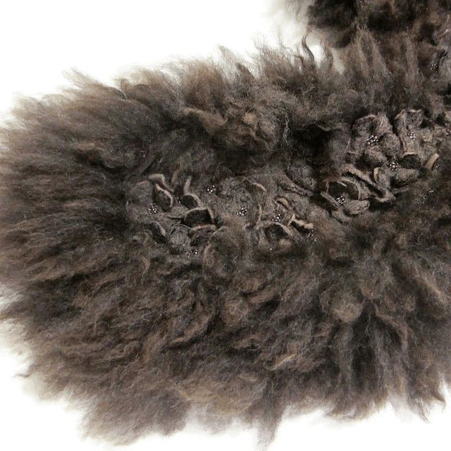 Colletto donna lana infeltrita Colletto OOAK feltro fatto a mano caldo morbido Pelliccia lana di agnello alpaca tosata