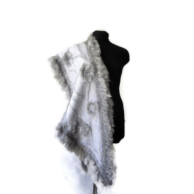 Sciarpa donna feltro lana merino alpaca Sciarpa caldo inverno autunno grigio Fatto a mano