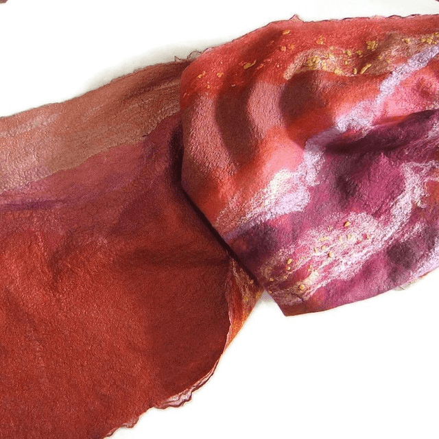 Stola lana merino seta feltro Sciarpa d'arte calda arancione lungo infeltrimento fatto a mano Regalo