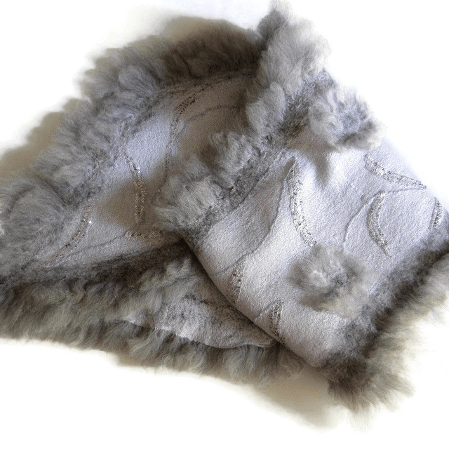 Sciarpa donna feltro lana merino alpaca Sciarpa caldo inverno autunno grigio Fatto a mano