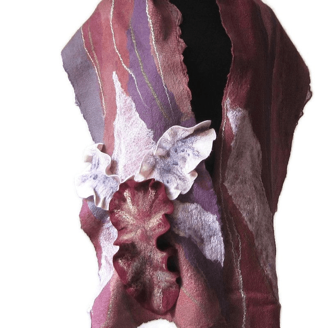 Sciarpa donna lana seta infeltrita Sciarpa bordeaux rosa Infeltrimento fatto a mano Sciarpa lunga calda regalo unico per le donne