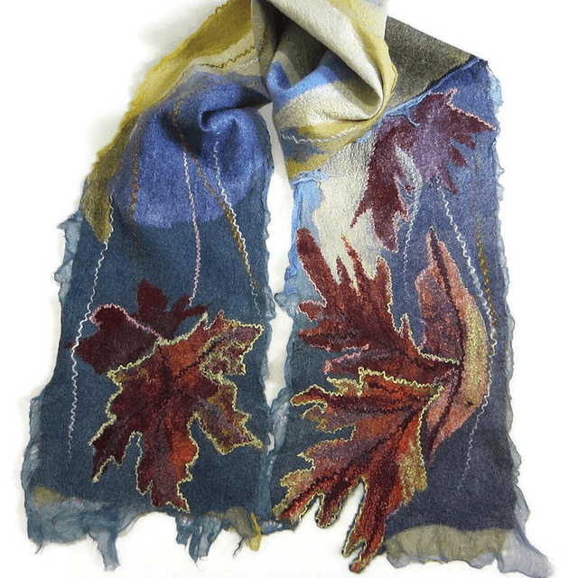 Sciarpa feltro lana merino seta Sciarpa artistica unisex Caldo Sciarpa lunga oro marrone Infeltrimento fatto a mano regalo unico per donne