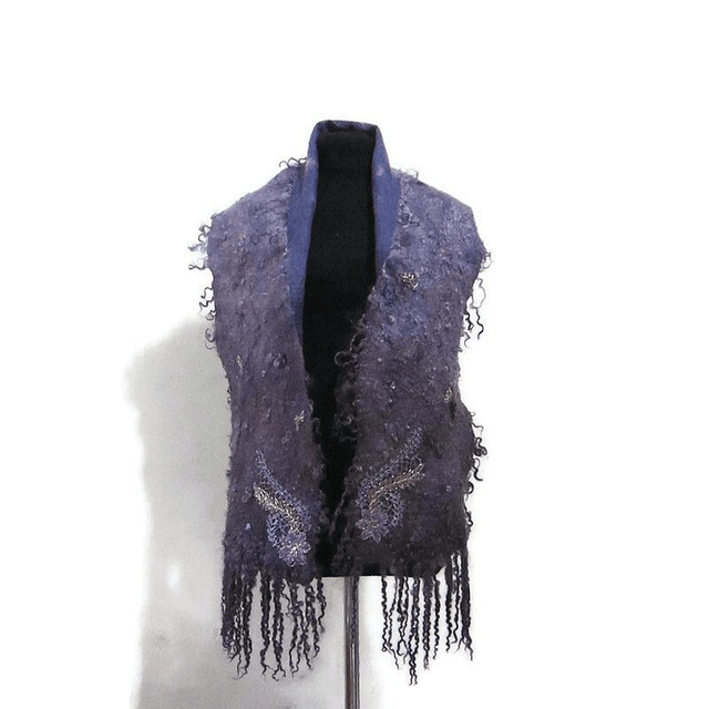 Sciarpa calda inverno feltro infeltrito lana seta Fatto a mano Sciarpa viola lavanda Regalo unico per lei