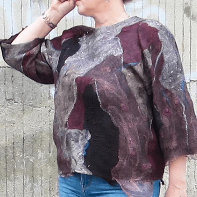 Maglione donna marrone bordeaux lana merino seta feltro Pullover fatto a mano Infeltrimento regali unici per le donne maglione caldo morbido