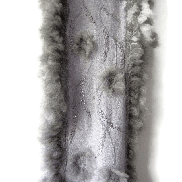 Sciarpa donna feltro lana merino alpaca Sciarpa caldo inverno autunno grigio Fatto a mano