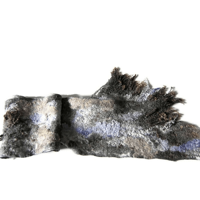 Sciarpa di lana sciarpa di feltro Sciarpa invernale grigia Regalo unico Sciarpa fatta a mano in feltro Sciarpa eco unisex
