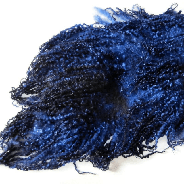 Infeltrito sciarpa lunga blu stola boho di lana