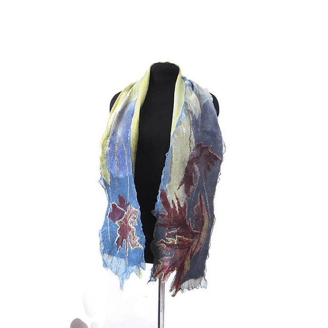 Sciarpa feltro lana merino seta Sciarpa artistica unisex Caldo Sciarpa lunga oro marrone Infeltrimento fatto a mano regalo unico per donne