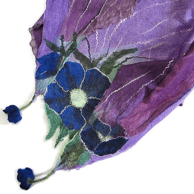 Scialle lana merino seta Scialle feltro fiori di lana fatto a mano bactus infeltrimento lilla donna Regalo unico per le donne
