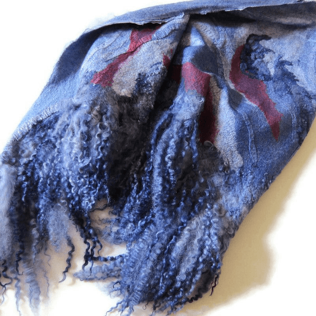 Lana merino Scialle caldo blu infeltrimento bactus inverno Fatto a mano Scialle donna Regalo unico