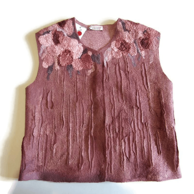 Gilet da donna infeltrito di lana merino e seta