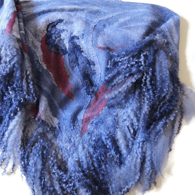 Lana merino Scialle caldo blu infeltrimento bactus inverno Fatto a mano Scialle donna Regalo unico