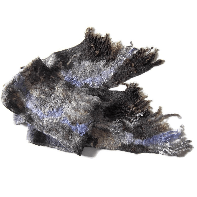 Sciarpa di lana sciarpa di feltro Sciarpa invernale grigia Regalo unico Sciarpa fatta a mano in feltro Sciarpa eco unisex