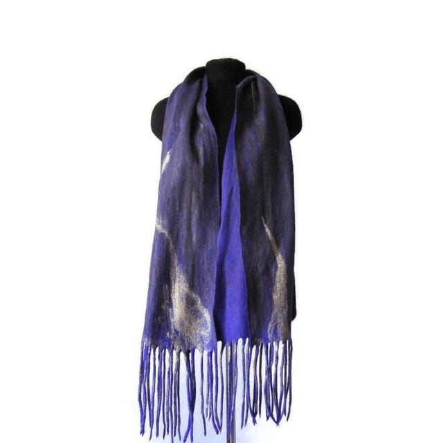 Sciarpa lunga infeltrito lana merino seta infeltrimento fatto a mano sciarpa da donna sciarpa da uomo regalo unico