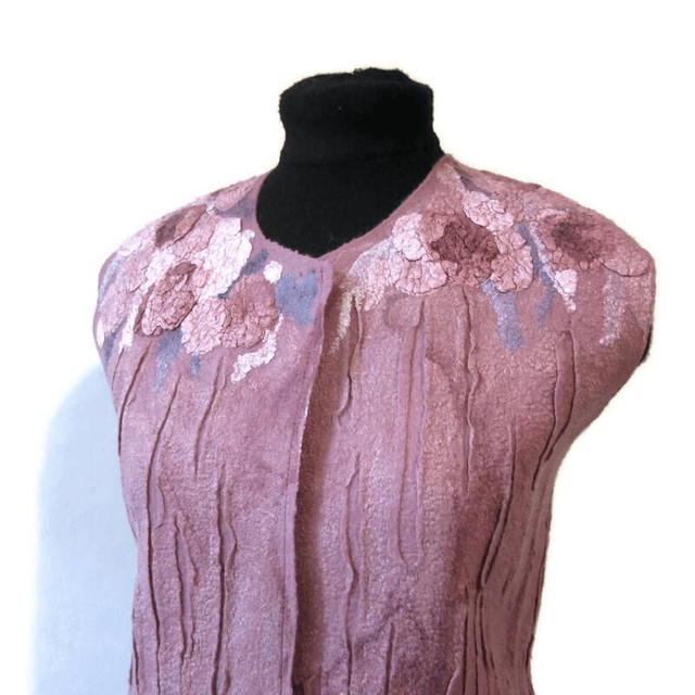 Gilet da donna infeltrito di lana merino e seta