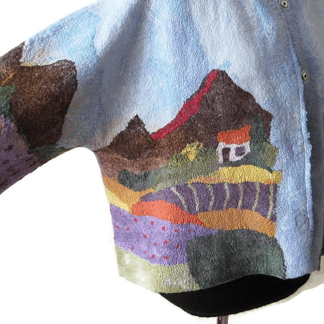 Art Jacket donna feltro lana merino Giacca fatta a mano calda giacca boho
