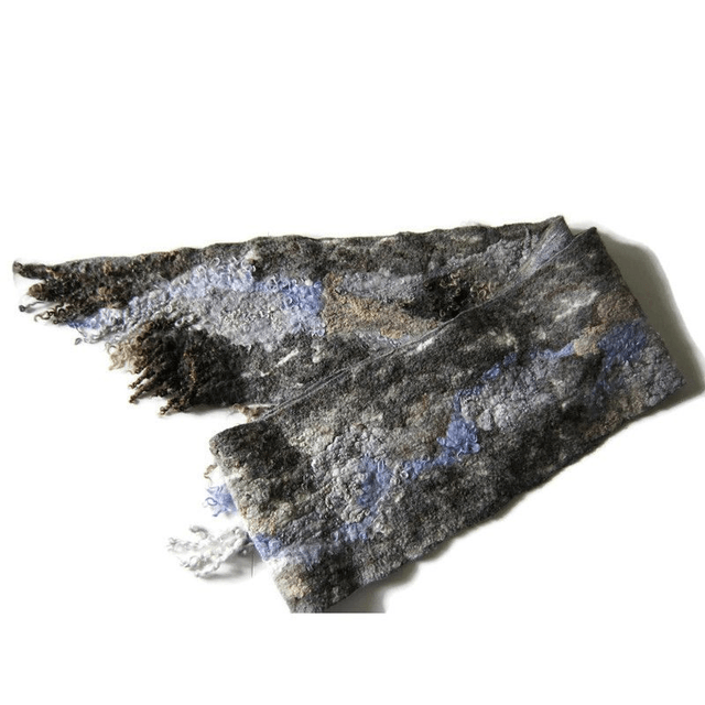 Sciarpa di lana sciarpa di feltro Sciarpa invernale grigia Regalo unico Sciarpa fatta a mano in feltro Sciarpa eco unisex