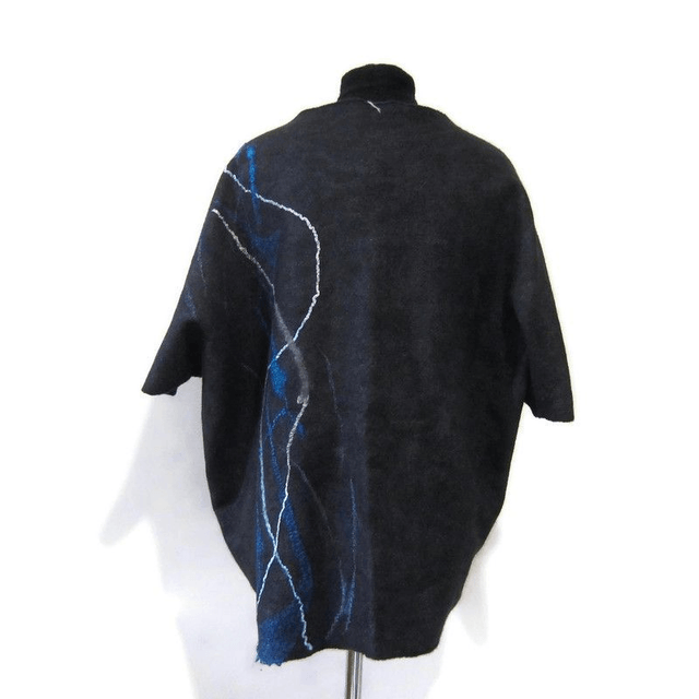 Gilet donna lana merino infeltrito Gilet nero fatto a mano Gilet caldo