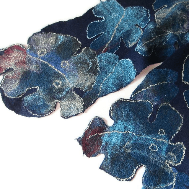 Sciarpa Art blu donna uomo unisex Sciarpa feltro lana merino fatta a mano Sciarpa calda morbida lunga regalo per uomini donne