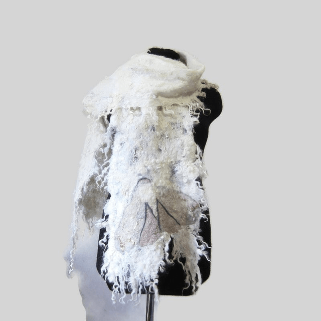 Sciarpa Feltro Lunga Invernale Bianca Sciarpa Lana Infeltrita Fatta A Mano Calda Sciarpa Grunge Sciarpa Donna Regali per Lei Regalo Unico