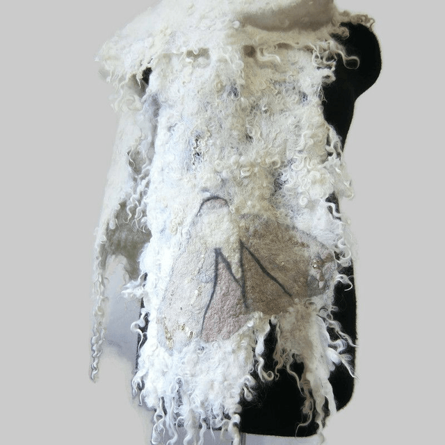 Sciarpa Feltro Lunga Invernale Bianca Sciarpa Lana Infeltrita Fatta A Mano Calda Sciarpa Grunge Sciarpa Donna Regali per Lei Regalo Unico