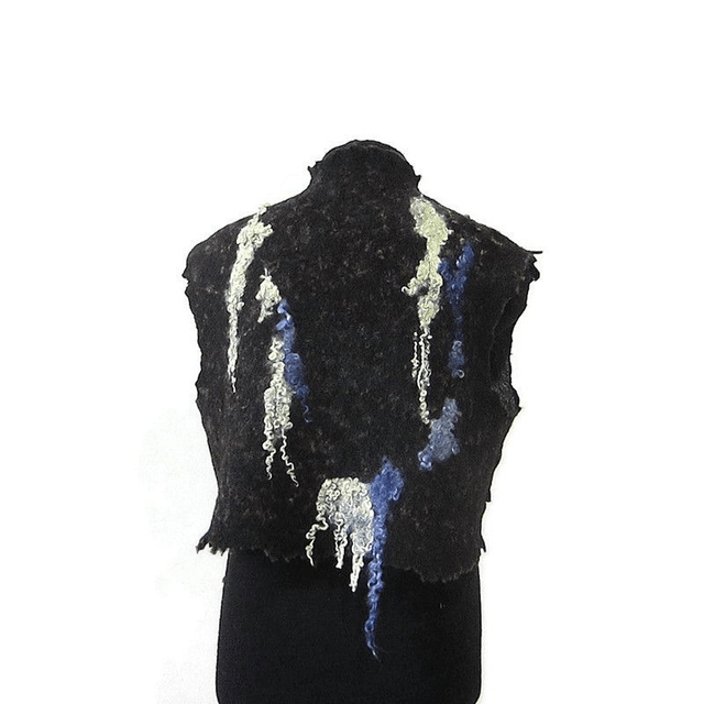 Gilet da donna in feltro di lana Gilet marrone beige caldo infeltrito fatto a mano