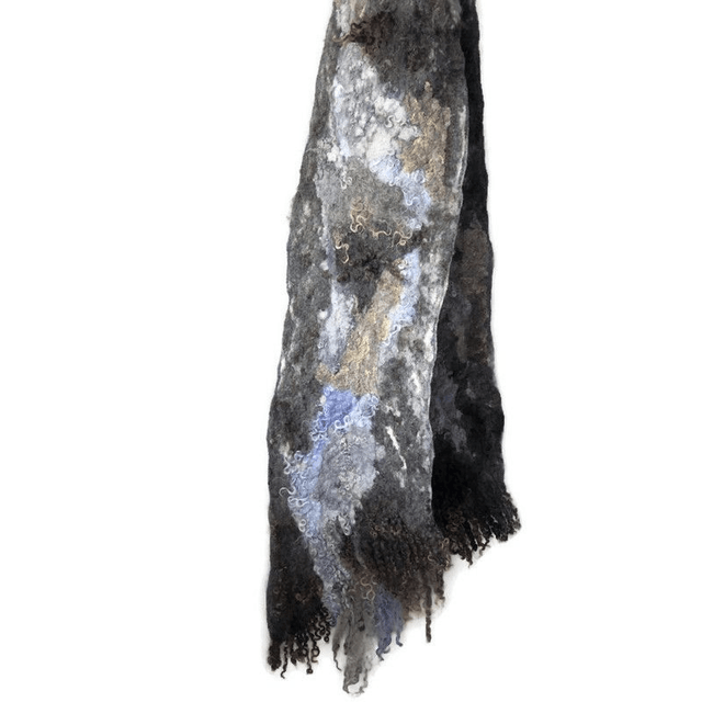 Sciarpa di lana sciarpa di feltro Sciarpa invernale grigia Regalo unico Sciarpa fatta a mano in feltro Sciarpa eco unisex