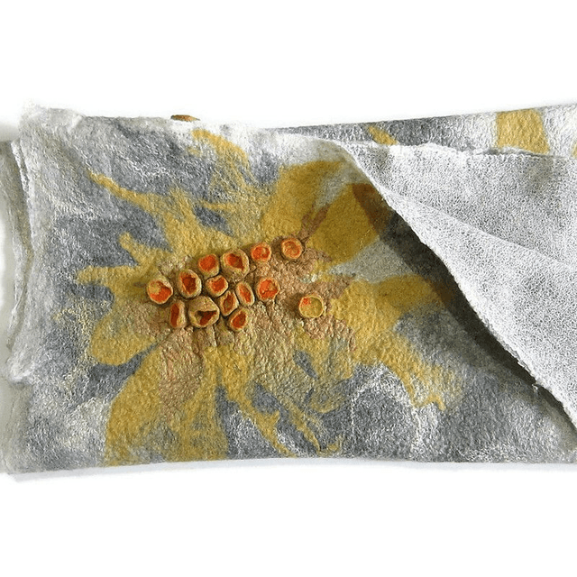 Arazzo da parete in feltro decorativo decorazione tessuto insonorizzata lana infeltrimento grigio Fatto a mano con effetto riduzione rumore