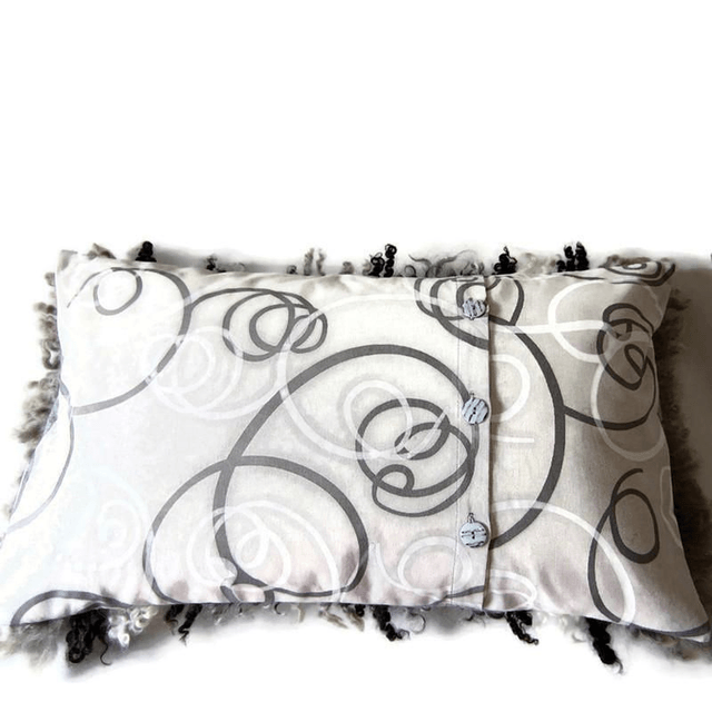 Federa decorativa grigio infeltrito fatto a mano OOAK