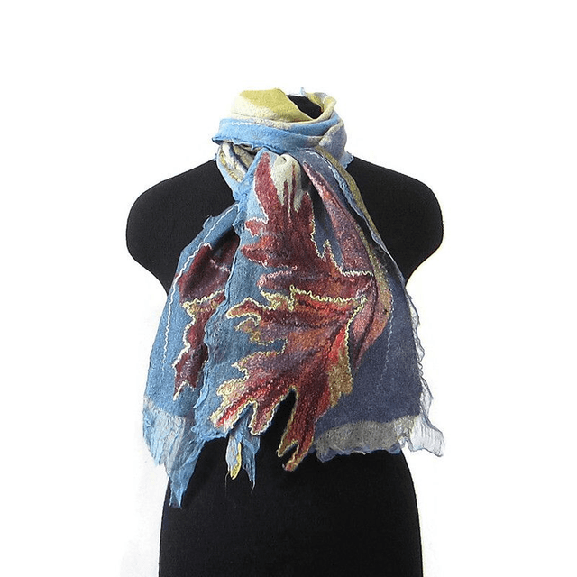 Sciarpa feltro lana merino seta Sciarpa artistica unisex Caldo Sciarpa lunga oro marrone Infeltrimento fatto a mano regalo unico per donne
