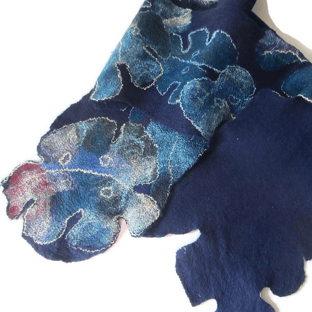 Sciarpa Art blu donna uomo unisex Sciarpa feltro lana merino fatta a mano Sciarpa calda morbida lunga regalo per uomini donne