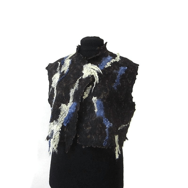 Gilet da donna in feltro di lana Gilet marrone beige caldo infeltrito fatto a mano