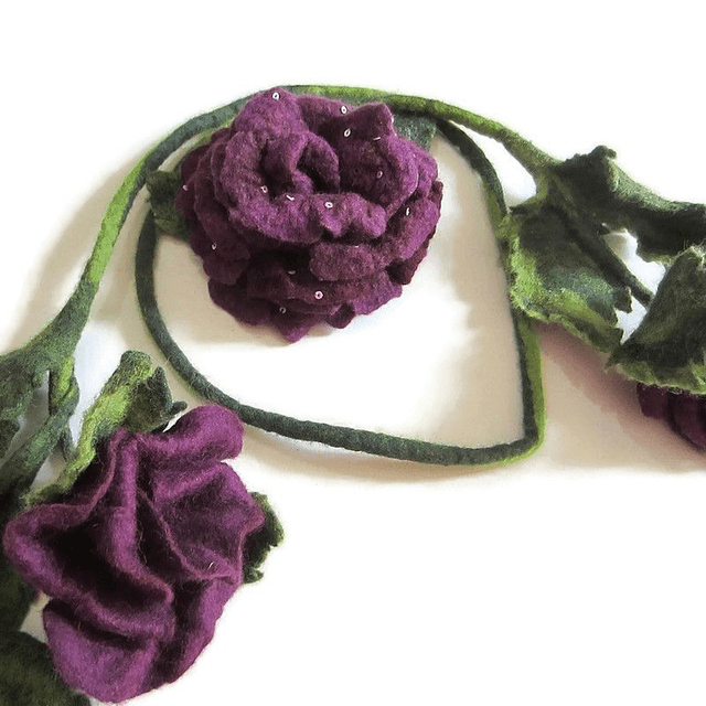 Collana infeltrita lana merino rosa viola spilla infeltrita Collane fatto a mano regali unici