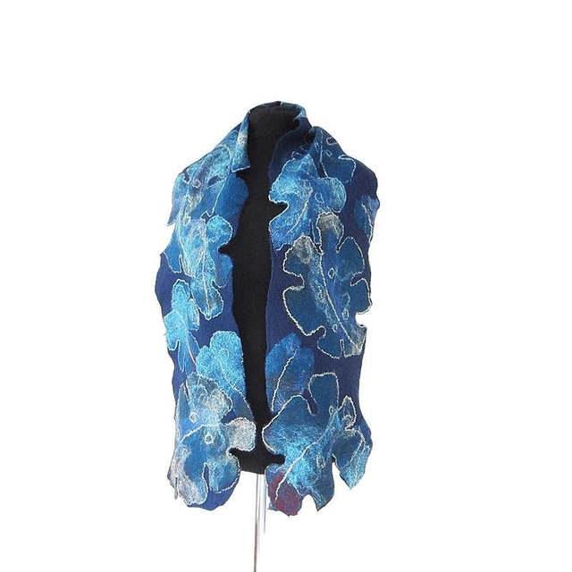 Sciarpa Art blu donna uomo unisex Sciarpa feltro lana merino fatta a mano Sciarpa calda morbida lunga regalo per uomini donne