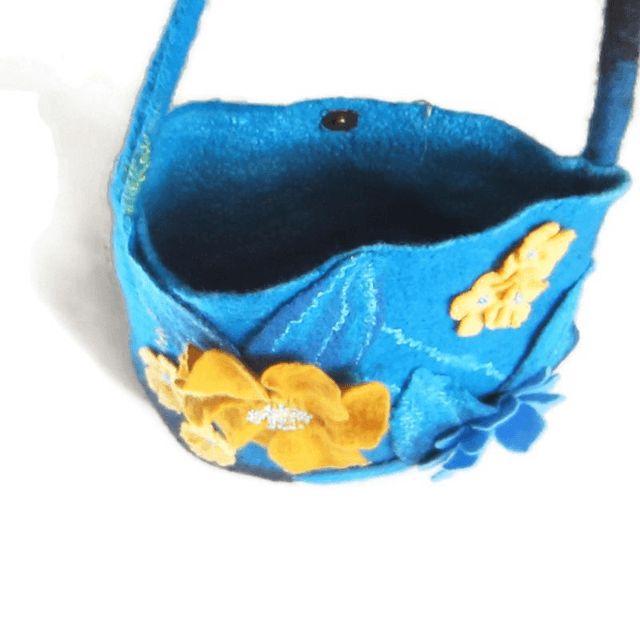 Bag women handmade wool felted shoulder Bag blue turquoise yellow mustard gift for women unique bag for girl bag boho flowers felt handiwork