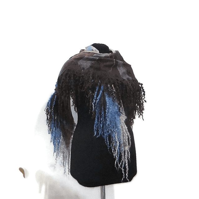 Lana Scialle feltro caldo blu marrone infeltrimento bactus inverno Fatto a mano Scialle donna Regalo unico