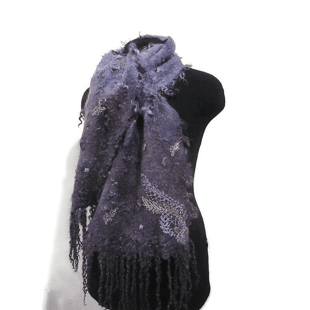 Sciarpa calda inverno feltro infeltrito lana seta Fatto a mano Sciarpa viola lavanda Regalo unico per lei